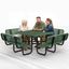 Metal Picnic Table - Square Expanded Metal - 46 in - Green - With Backrest
