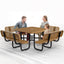 Metal Picnic Table - Square Expanded Metal - 46 in - Brown - With Backrest