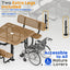 Metal Picnic Table - Square Expanded Metal - 46 in - Brown - With Backrest