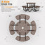 Metal Picnic Table - Round Expanded Metal - 38 in - Brown