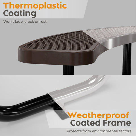 Metal Picnic Table - Round Expanded Metal - 46 in - Brown - ADA Compliant