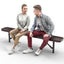 Heavy-Duty Outdoor Bench - Expanded Metal - 6ft - Inground - No Back - Brown