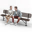 Heavy-Duty Outdoor Bench - Expanded Metal - 8ft - Surface - Brown - With Backrest