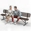 Heavy-Duty Outdoor Bench - Expanded Metal - 8ft - Portable - Brown - With Backrest