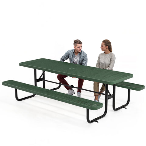 Metal Picnic Table - Rectangle Expanded Metal - 8ft - Green