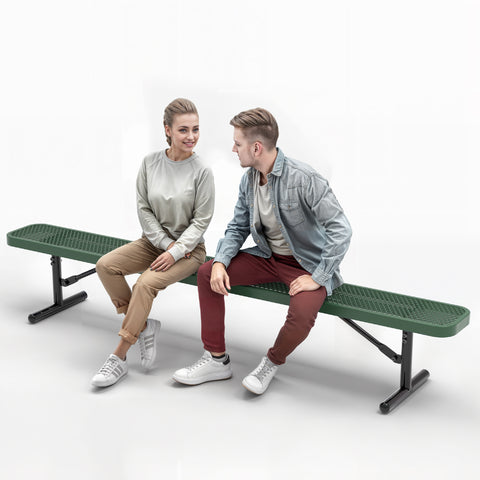 Heavy-Duty Outdoor Bench - Expanded Metal - 8ft - Portable - Green