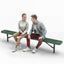 Heavy-Duty Outdoor Bench - Expanded Metal - 8ft - Inground - Green