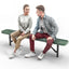 Heavy-Duty Outdoor Bench - Expanded Metal - 6ft - Inground - No Back - Green