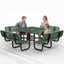 Metal Picnic Table - Square Expanded Metal - 46 in - Green - With Backrest