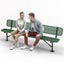 Heavy-Duty Outdoor Bench - Expanded Metal - 8ft - Surface - Green - With Backrest