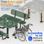 Metal Picnic Table - Square Expanded Metal - 46 in - Green - With Backrest