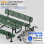 Metal Picnic Table - Rectangle Expanded Metal - 6ft - Green - With Backrest
