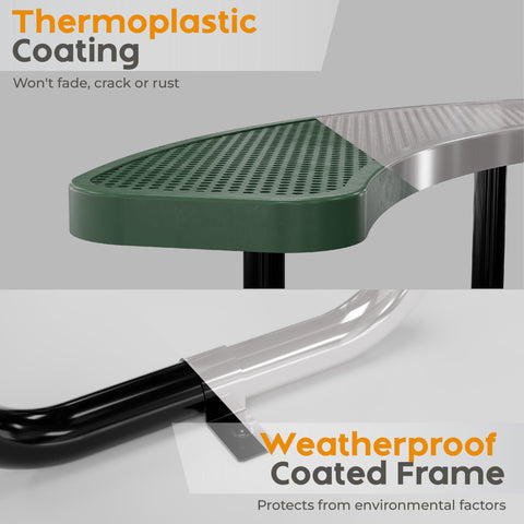 Metal Picnic Table - Round Punched Metal - 46 in - Green