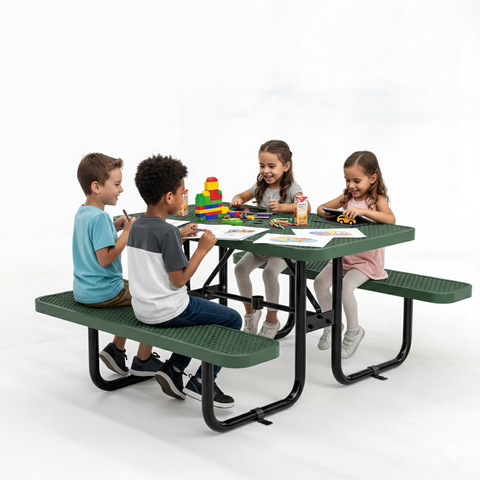 Metal Picnic Table - Rectangle Expanded Metal - 4ft - Green