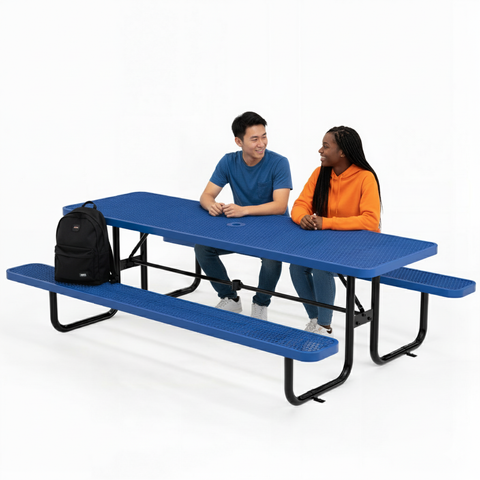 Metal Picnic Table - Rectangle Expanded Metal - 8ft - Blue
