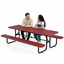 Metal Picnic Table - Rectangle Punched Metal - 8ft - Red - ADA Compliant