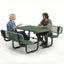 Metal Picnic Table - Rectangle Expanded Metal - 4ft - Green - Backrest - ADA Compliant
