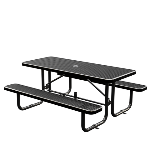 Picnic Table - Rectangle Expanded Metal - 6ft - Black