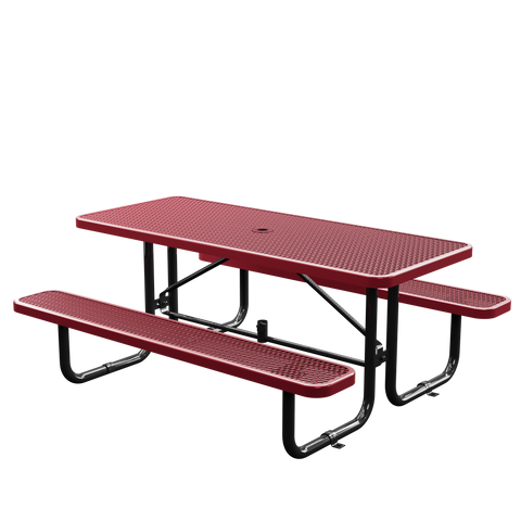 Picnic Table - Rectangle Expanded Metal - 6ft - Red