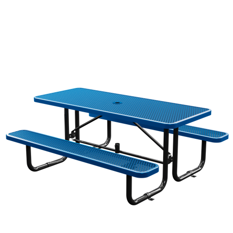 Metal Picnic Table - Rectangle Expanded Metal - 6ft - Blue - NOT ADA COMPLIANT