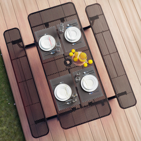 Metal Picnic Table - Rectangle Punched Metal - 6ft - Black - ADA Compliant