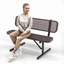 Heavy-Duty Outdoor Bench - Expanded Metal - 4ft - Portable - Brown - With Backrest