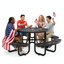 Metal Picnic Table - Round Punched Metal - 46 in - Black