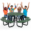 Metal Picnic Table - Round Punched Metal - 46 in - Green