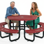 Metal Picnic Table - Round Punched Metal - 46 in - Red