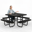 Metal Picnic Table - Square Punched Metal - 46 in - Black