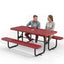 Metal Picnic Table - Rectangle Punched Metal - 6ft - Red