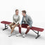 Heavy-Duty Outdoor Bench - Expanded Metal - 8ft - Portable - Red