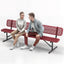 Heavy-Duty Outdoor Bench - Expanded Metal - 8ft - Portable - Red - With Backrest