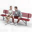 Heavy-Duty Outdoor Bench - Expanded Metal - 8ft - Inground - Red - With Backrest