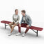 Heavy-Duty Outdoor Bench - Expanded Metal - 8ft - Inground - Red