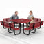 Metal Picnic Table - Square Expanded Metal - 46 in - Red - With Backrest