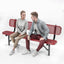 Heavy-Duty Outdoor Bench - Expanded Metal - 6ft - Inground - With Back - Red
