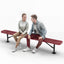 Heavy-Duty Outdoor Bench - Expanded Metal - 8ft - Surface - Red