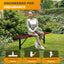 Heavy-Duty Outdoor Bench - Expanded Metal - 6ft - Inground - No Back - Red