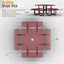 Metal Picnic Table - Square Punched Metal - 46 in - Red