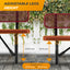Heavy-Duty Outdoor Bench - Expanded Metal - 6ft - Inground - With Back - Red