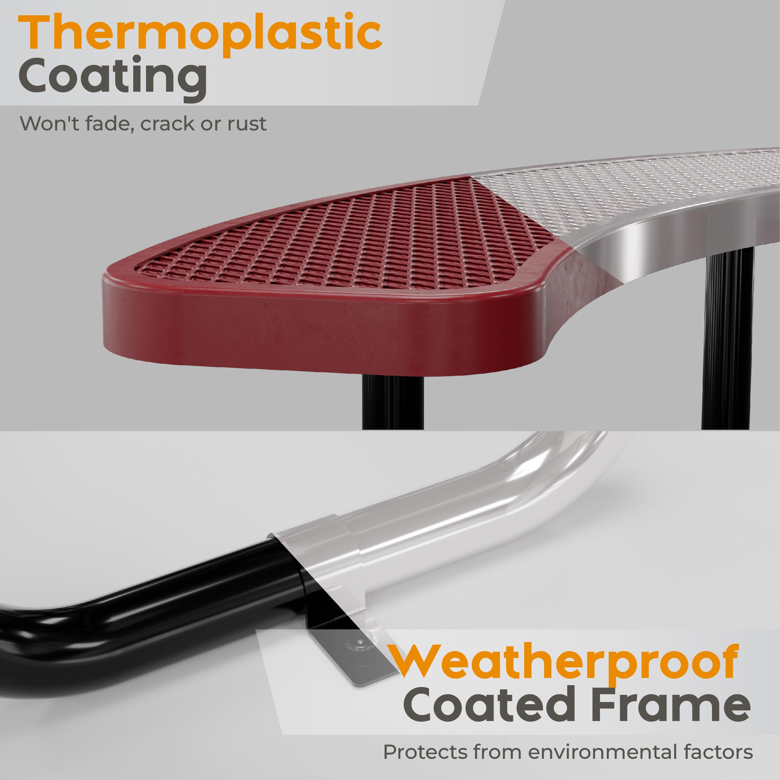 Metal Picnic Table - Round Expanded Metal - 46 in - Red - ADA
