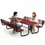 Metal Picnic Table - Rectangle Expanded Metal - 8ft - Red - ADA Compliant