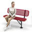 Heavy-Duty Outdoor Bench - Expanded Metal - 4ft - Surface - Red - With Backrest