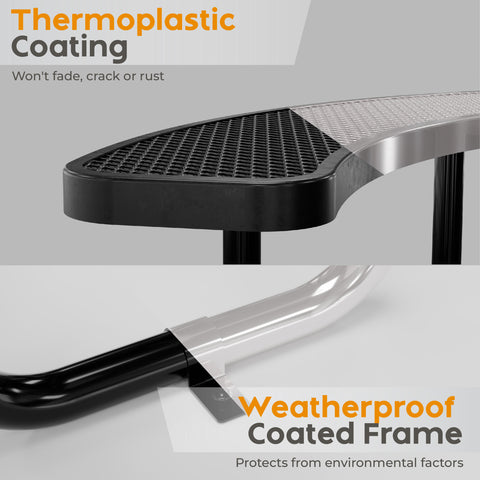 Metal Picnic Table - Round Expanded Metal - 46 in - Black