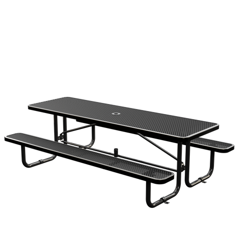 Picnic Table - Rectangle Expanded Metal - 8ft - Black