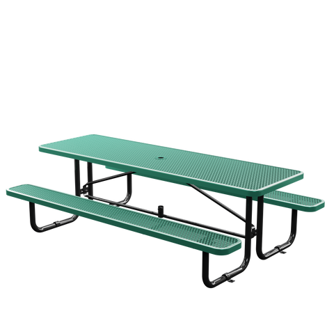 Picnic Table - Rectangle Expanded Metal - 8ft - Green