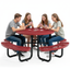 Metal Picnic Table - Round Expanded Metal - 46 in - Red