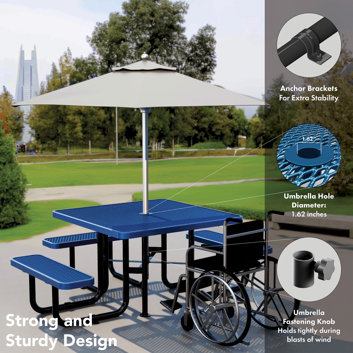 Picnic Table - Square - 46 in - Blue