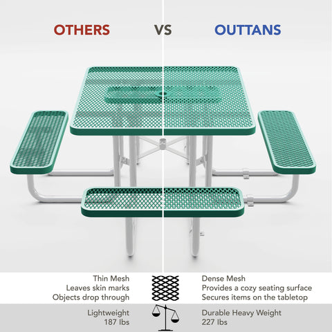 Picnic Table - Square Expanded Metal - 46 in - Green